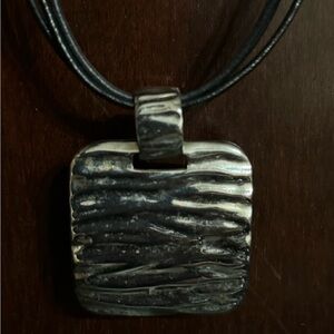 Chico's Silver-tone Black Corded Pendant Necklace.